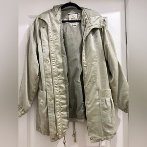 Vintage Best United Garment Metallic Shimmer Silvery Sage Hooded Jacket (Size L)